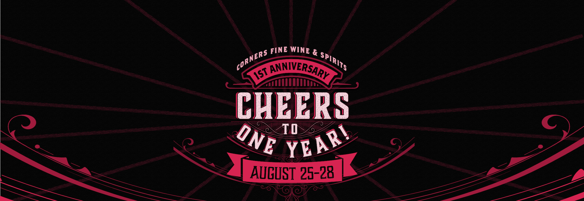 Corners Fine Wine & Spirits Cheers to One Year Anniversary Logo 2021